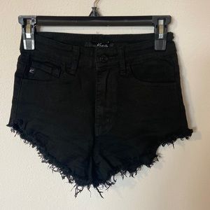 Black denim shorts